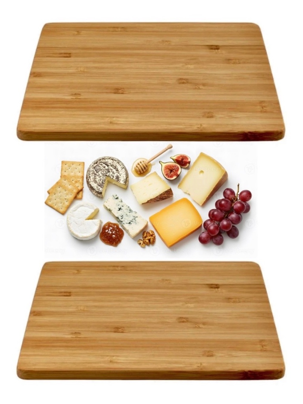 SET of 2 Bamboo Cutting Serving Tray Bread Cheese Meat Charcuterie Pizza Board
